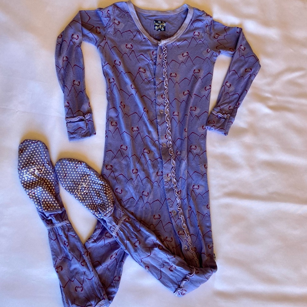 Kickee Pants Ruffle Footie Mountain Goat PJs